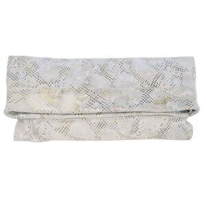 CoFi Molley $165 Stella Grey Metallic Gold Silver Snake Clutch/Crossbody Bag NEW